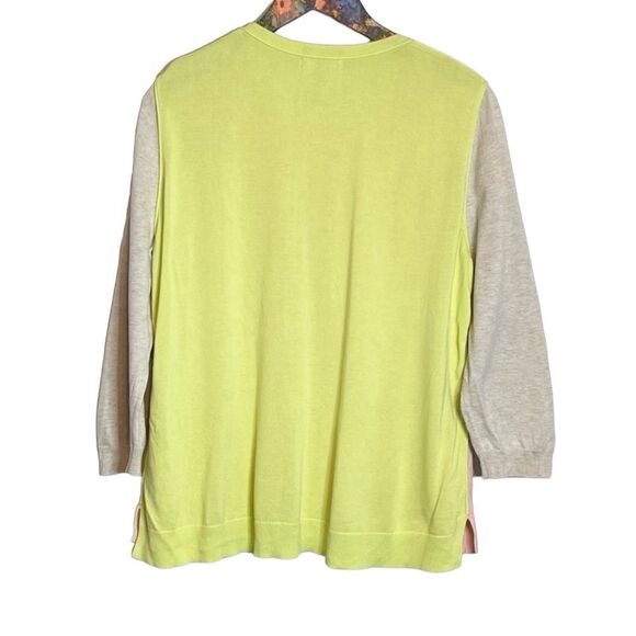 Lands End | Sweater 100% Supima Cotton Side Slits Colorblock - Picture 4 of 7